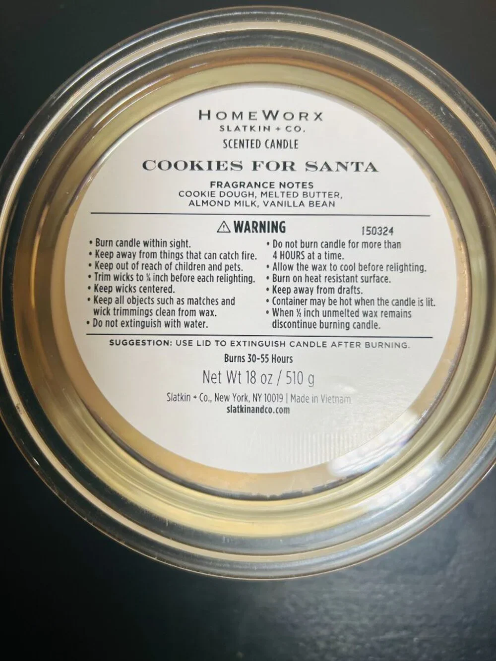 HomeWorx by Slatkin Cookies for Santa 4-Wick 18oz Candle NEW